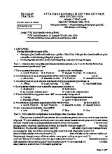 Kỳ thi chọn học sinh giỏi cấp tỉnh lớp 9 THCS năm học 2015 - 2016 môn thi Tiếng Anh